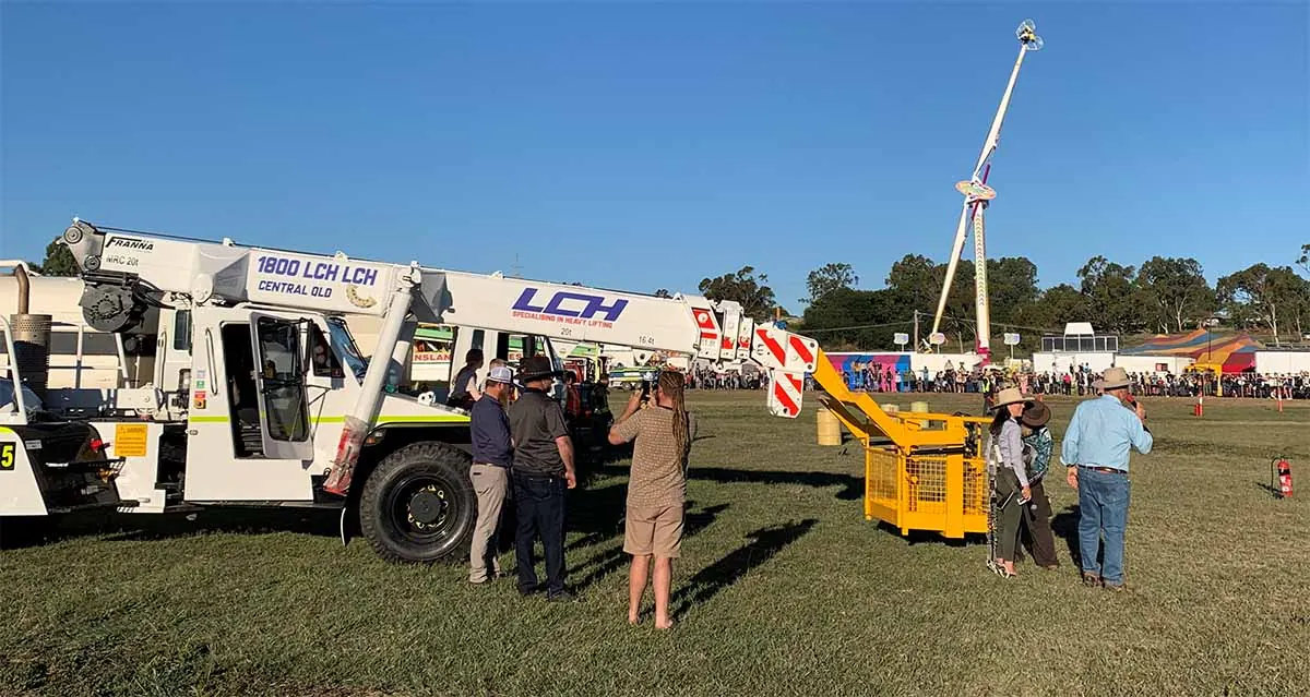 An LCH Franna crane on display at a local fair
