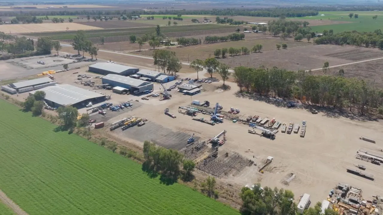 Aerial view of the LCH yard in Biloela